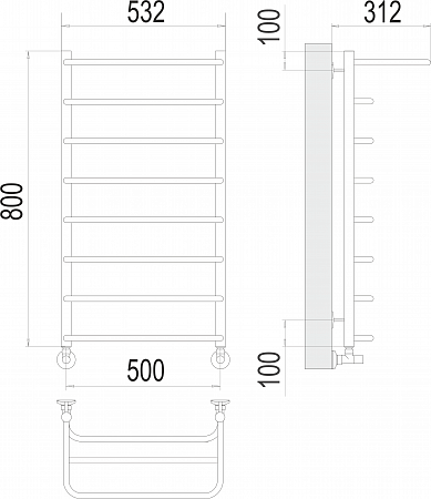 Полка П8 500х800  Полотенцесушитель  TERMINUS Иркутск - фото 3