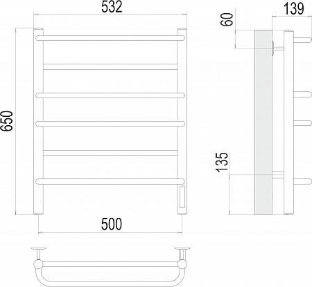 Евромикс П6 500х650 Электро (quick touch) Полотенцесушитель  TERMINUS Иркутск - фото 3