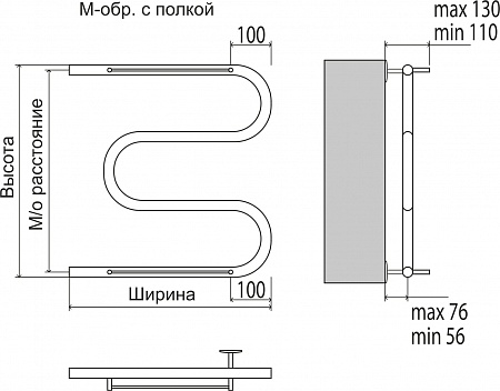 М-обр с/п AISI 32х2 500х400 Полотенцесушитель  TERMINUS Иркутск - фото 3