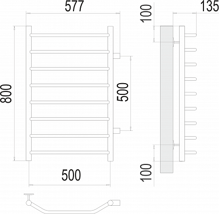 Виктория П8 500х800 бп500 Полотенцесушитель  TERMINUS Иркутск - фото 3