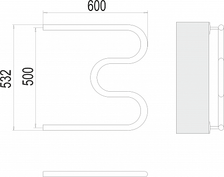 М-обр AISI 32х2 500х600 Полотенцесушитель  TERMINUS Иркутск - фото 3