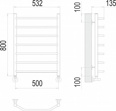 Виктория П8 500х800 Полотенцесушитель  TERMINUS Иркутск - фото 3