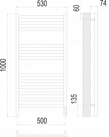 Енисей П12 500х1000  электро (sensor quick touch) Полотенцесушитель TERMINUS  Иркутск - фото 3