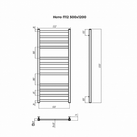 Ното П12 500х1200 Полотенцесушитель TERMINUS Иркутск - фото 3