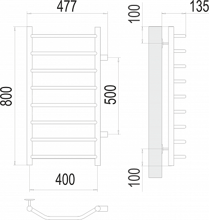 Виктория П8 400х800 бп500 Полотенцесушитель  TERMINUS Иркутск - фото 3