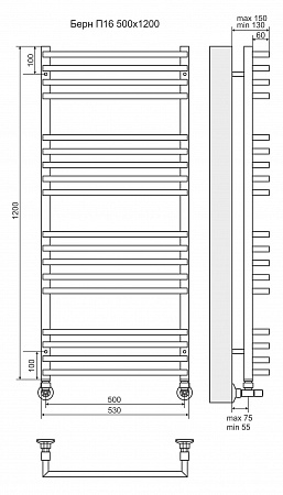 Берн П16 500х1000 Полотенцесушитель  TERMINUS Иркутск - фото 3