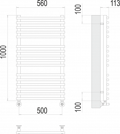 Кремона П16 500х1000 Полотенцесушитель  TERMINUS Иркутск - фото 3