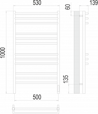 Соренто П12 500х1000 электро (sensor quick touch) Полотенцесушитель  TERMINUS Иркутск - фото 3