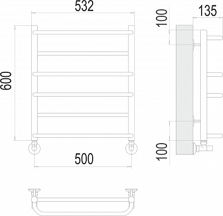 Евромикс П6 500х600 Полотенцесушитель  TERMINUS Иркутск - фото 3