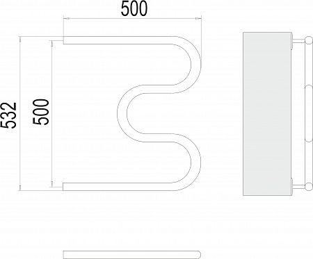 М-обр AISI 32х2 500х500 Полотенцесушитель  TERMINUS Иркутск - фото 3