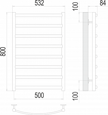 Атланта+ П8 500х800 Полотенцесушитель  TERMINUS Иркутск - фото 3