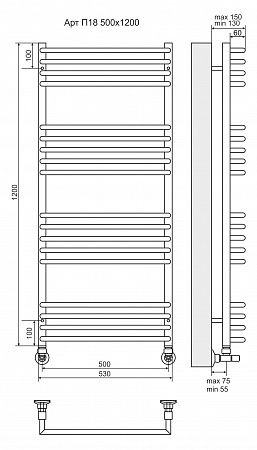 Арт П18 500х1200 Полотенцесушитель  TERMINUS Иркутск - фото 3