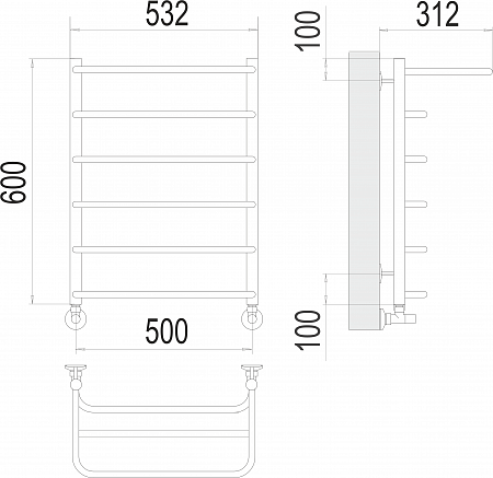 Полка П6 500х600  Полотенцесушитель  TERMINUS Иркутск - фото 3