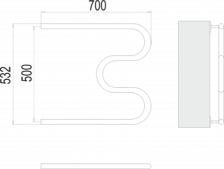 М-обр AISI 32х2 500х700 Полотенцесушитель  TERMINUS Иркутск - фото 3