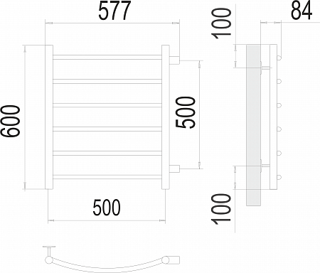 Классик П6 500х600 бп500 Полотенцесушитель  TERMINUS Иркутск - фото 3