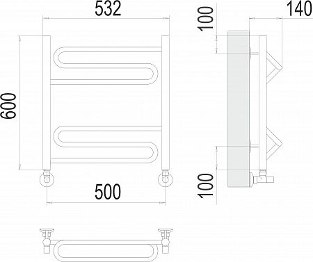 Юпитер П6 500х600 Полотенцесушитель  TERMINUS Иркутск - фото 3