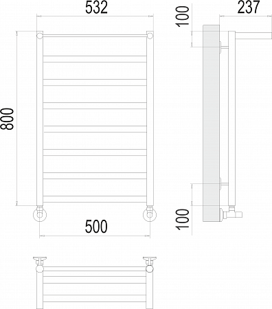 Хендрикс П8 500х800 Полотенцесушитель  TERMINUS Иркутск - фото 3