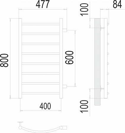 Классик П8 400х800 бп600 Полотенцесушитель  TERMINUS Иркутск - фото 3