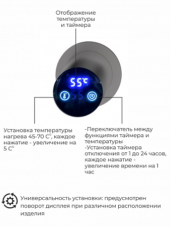 Рондо П2 350х760 электро Полотенцесушитель TERMINUS Оружейная сталь Иркутск - фото 5