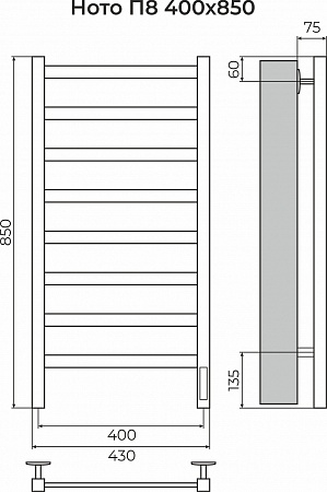 Ното П8 400х850 Электро (quick touch) Полотенцесушитель TERMINUS Иркутск - фото 3