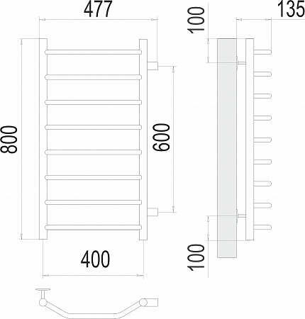 Виктория П8 400х800 бп600 Полотенцесушитель  TERMINUS Иркутск - фото 3