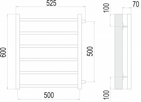 Вега П6 500х600 бп500 Полотенцесушитель  TERMINUS Иркутск - фото 3