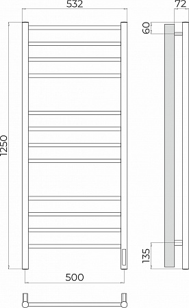 Аврора П12 500х1250 Электро (quick touch) Полотенцесушитель TERMINUS Иркутск - фото 3