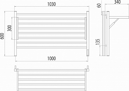 Горизонт П8 1000х600 электро КС ЧЕРНЫЙ МУАР (sensor quick touch) Полотенцесушитель TERMINUS Иркутск - фото 5